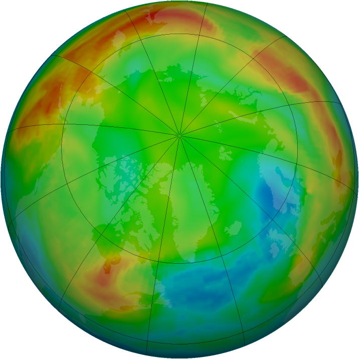 Arctic ozone map for 11 January 1981